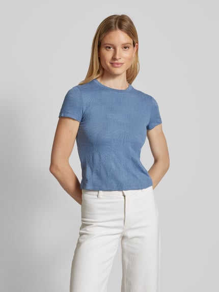 Jake*s Casual T-shirt z prążkowanym okrągłym dekoltem Jeansowy niebieski 4