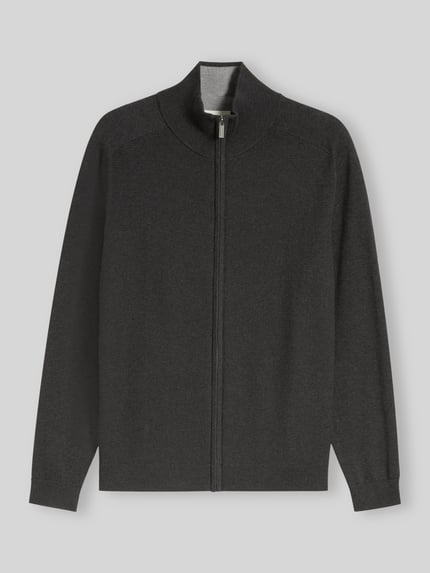 Tom Tailor Regular Fit Strickjacke aus reiner Baumwolle Dunkelgrau 2