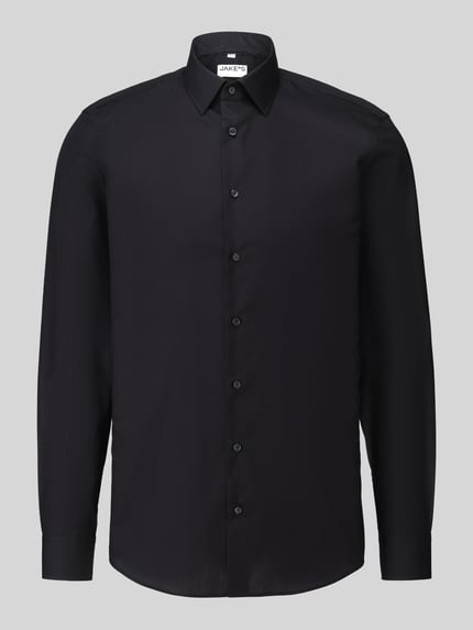 Jake*s Slim Fit Businesshemd mit abgerundetem Saum Black 2