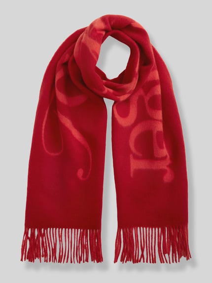 Tommy Hilfiger Schal aus reiner Wolle Modell 'SCRIPT' Rot 1