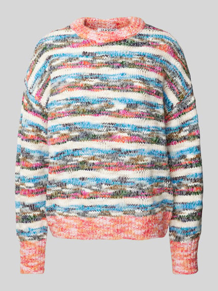 Jake*s Casual Strickpullover mit gerippten Abschlüssen Jeansblau 2