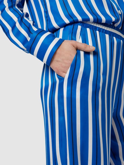 Seidensticker Flared stoffen broek met streepmotief Blauw - 3