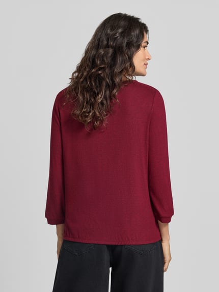 Tom Tailor Langarmshirt mit Glitzer-Schriftzug Good Vibes Bordeaux 5