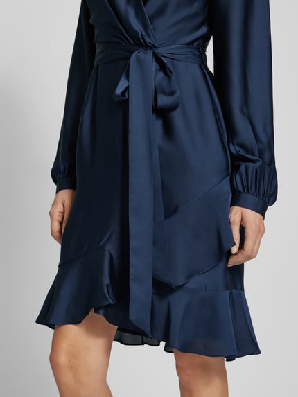 SWING Knielanges Cocktailkleid in Wickel-Optik Dunkelblau 3