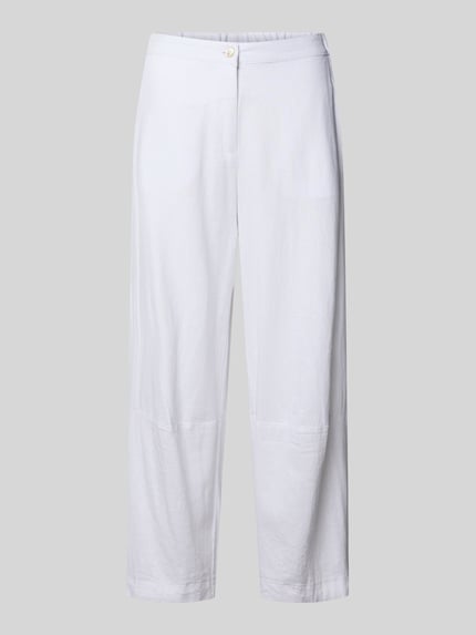 Produktfoto, Stoffhose aus Leinen-Viskose-Mix Modell 'Lava' von FREE/QUENT, Damenhose in Weiß, Relaxed Fit, elastischer Bund, glatte Textur.
