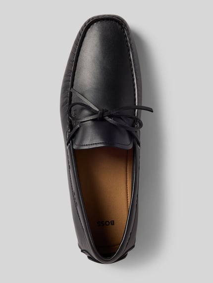 BOSS Mocassins met label in reliëf, model 'Noel' Zwart - 3