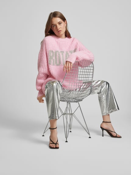 ROTATE Oversized pullover met labelprint Roze - 3