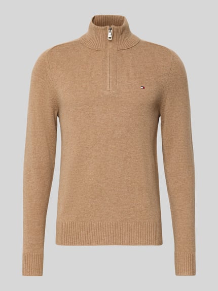 Tommy Hilfiger Regular Fit Troyer aus reiner Wolle Camel 2
