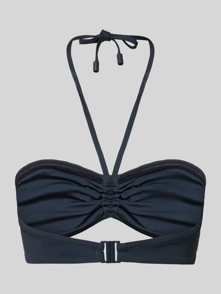 Produktfoto, Bandeu-Bikini-Oberteil mit Innenpolsterung von Marc O'Polo, Optik: Unifarben, Trägerform: Spaghetti-Neckholder, ohne Bügel, V-Ausschnitt, Label-Print, Materialverarbeitung: Stretch-Webstruktur