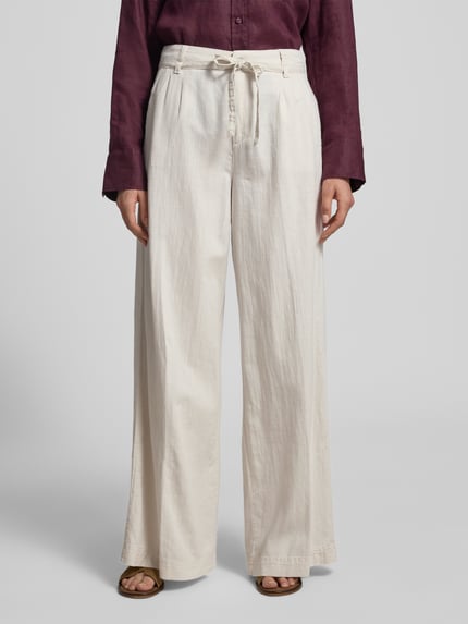 ANGELS Wide Fit Stoffhose mit Bügelfalten Modell 'Livia' Beige 4