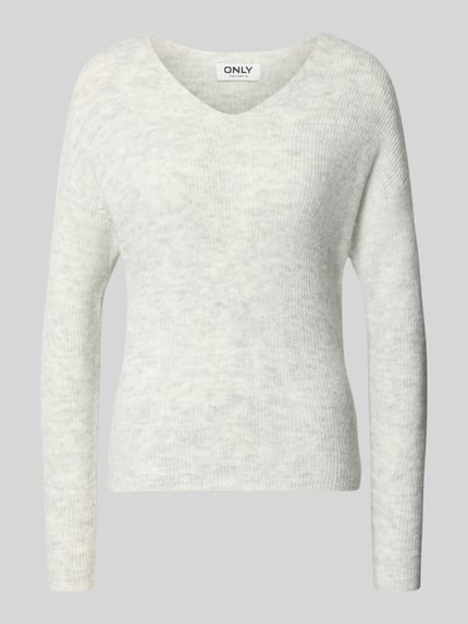 ONLY Regular Fit Pullover mit V-Ausschnitt Modell 'CAMILLA' Hellgrau Melange 2
