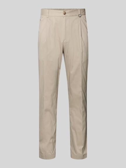 regular fit stoffen broek met logodetail model 'Lester' Shop The Look MANNEQUINE
