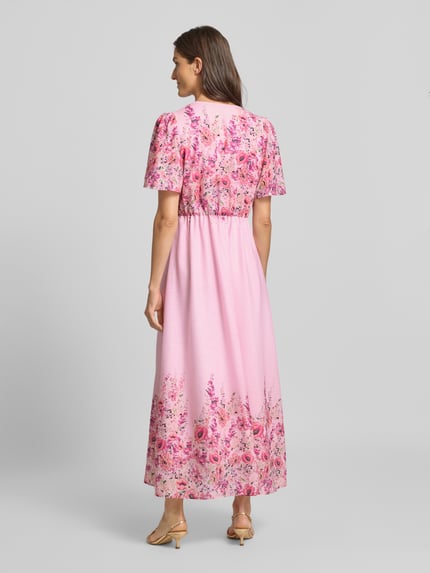 Neo Noir Maxi-jurk met V-hals, model 'Serna' Roze - 5
