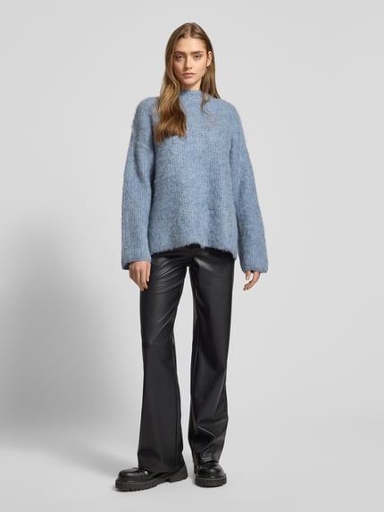 PIECES Loose Fit Strickpullover mit Schurwollanteil Modell 'MALA' Bleu 1