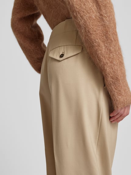 Closed Stoffen broek met scheerwol Middenbruin - 3