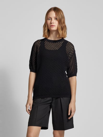 MANGO Strickshirt mit Lochmuster Modell 'REUS' Black 4