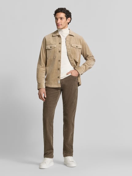 Pierre Cardin Spodnie sztruksowe o kroju straight fit z elastycznej mieszanka bawełny model 'Laval' Antracytowy 1