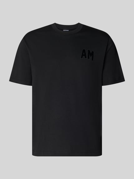 Productfoto, Relaxed Fit T-Shirt uit puur katoen van Antony Morato, zwarte kleur, labelpatch, ronde hals, ruglengte maat M 70 cm