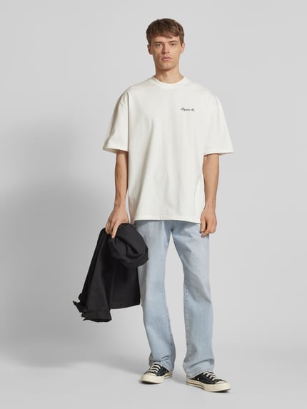 PEGADOR Oversized T-shirt met labelprint, model 'POLION' Offwhite - 1