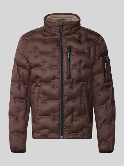 Produktfoto, Regular Fit Bomberjacke mit reflektierenden Details van Tom Tailor in bruin met ritsdetails, Heren bomberjack/blouson