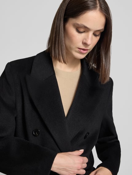 MANGO Mantel mit Reverskragen und Bindegürtel Modell 'EYE' Black 3