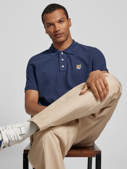 MAISON KITSUNÉ Koszulka polo z aplikacje z motywem Granatowy 3