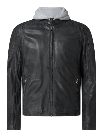 MAURITIUS Lederjacke mit abnehmbarer Kapuze Modell 'Rylo' Anthrazit 1