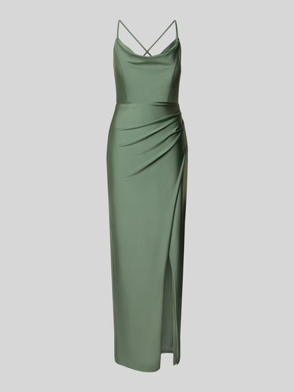 VM by Vera Mont Abendkleid mit Wasserfall-Ausschnitt und Gehschlitz Hellgruen 2