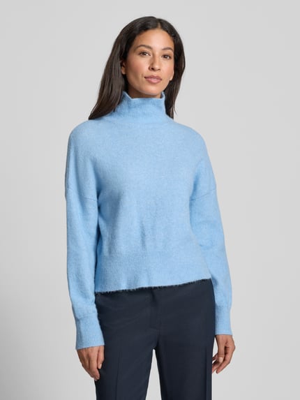 Samsøe Samsøe Sweter z dzianiny z mieszanki wełny ze stójką model ‘NOLA’ Jasnoniebieski 4
