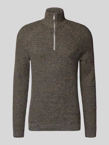 Blend Slim Fit Strickpullover mit Reißverschluss Modell 'Darik' Anthrazit 2