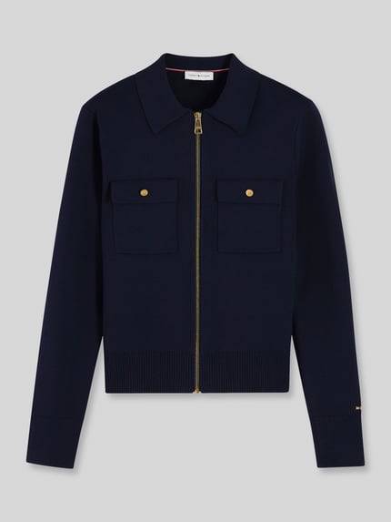 Tommy Hilfiger Regular Fit Strickjacke mit Brusttaschen Marine 2