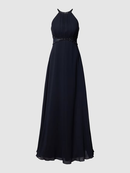 Jake*s Cocktail Abendkleid mit Neckholder und Ziersteinbesatz Marine Melange 2