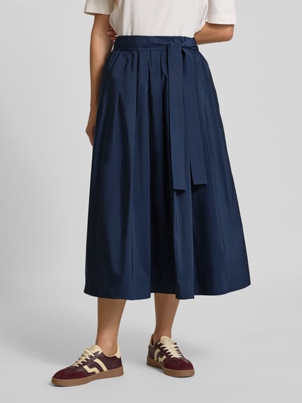 Weekend Max Mara Uitlopende midirok met tailleriem Marineblauw - 4