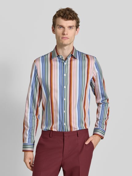 Jake*s Slim Fit Businesshemd aus Baumwolle mit Kentkragen Bordeaux 4