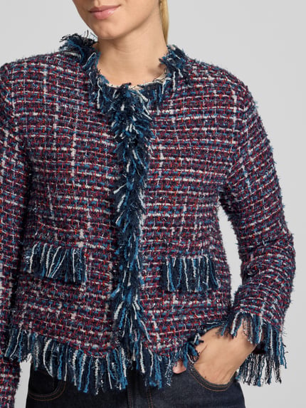 Rich & Royal Regular fit blazer met franjes Marineblauw - 3