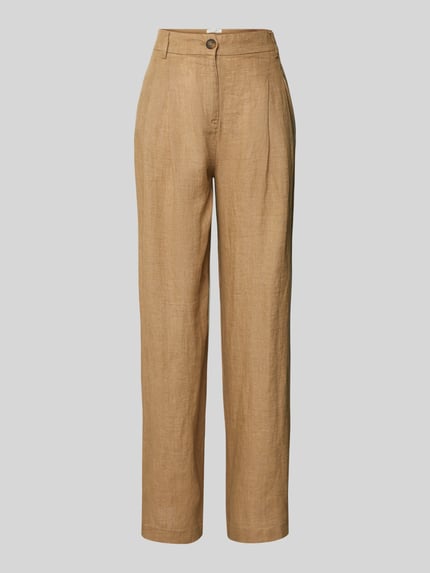 Christian Berg Woman Wide leg linnen broek met bandplooien Roodbruin - 2