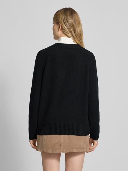 VERO MODA Kardigan rozpinany Comfort Fit z dodatkiem wełny model „BOOM” Czarny 5