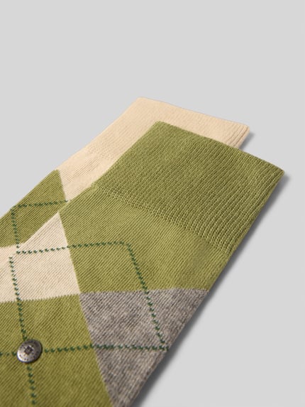 Produktfoto, Socken mit Label-Applikation Modell 'Everyday' im 2er-Pack von Burlington, elastischer Baumwoll-Mix, Label-Print, Detailaufnahme