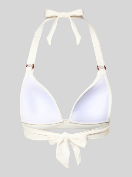Produktfoto, Bikini-Oberteil mit Label-Detail Modell 'MAHO' von Banana Moon, weiß, Material-Mix mit Stretch-Anteil, Neckholder, Schnürverschluss