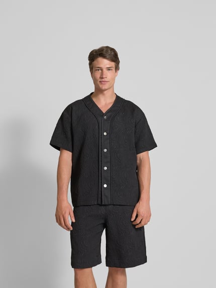 ISNURH Freizeithemd mit V-Ausschnitt Black 4