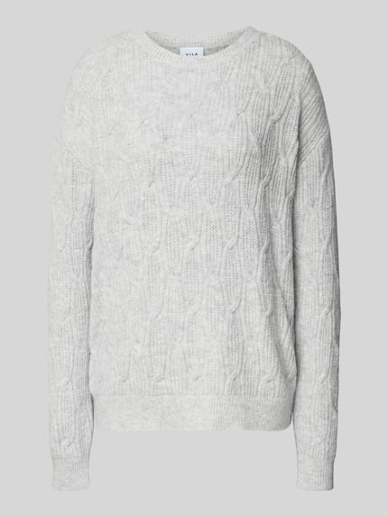 VILA Gebreide pullover met structuurmotief, model 'LASSIA' Lichtgrijs - 2