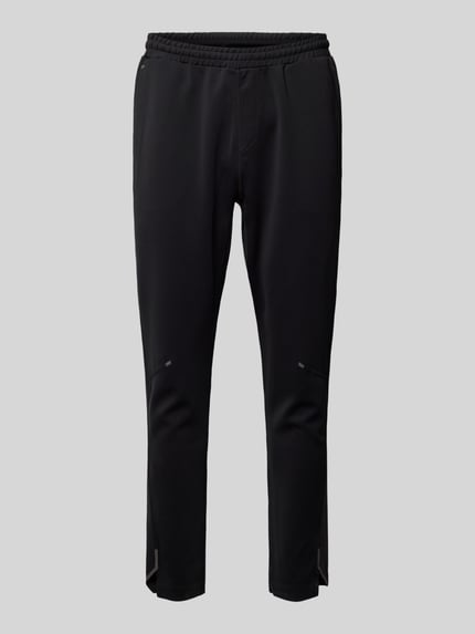 Produktfoto, Regular Fit Sweatpants aus schnell trocknenden Material Model 'HICON ACTIVE' von BOSS Green, efekt: jednolity kolor, krój regular fit, nadruk z logo, elastyczny ściągacz, flatlockowe szwy wewnętrzne, boczne wpuszczane kieszenie, kieszeń z tyłu.