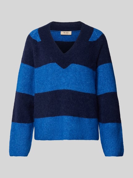 MOS MOSH Strickpullover aus Woll-Mix mit Streifenmuster Modell 'Taci' Royal 2