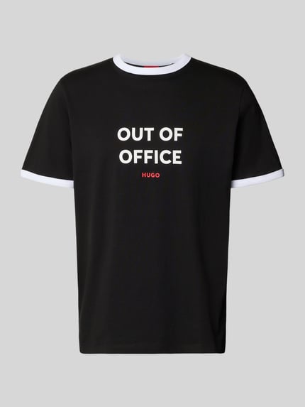Produktfoto, Regular Fit T-Shirt aus reiner Baumwolle Modell 'DOFFICE' von HUGO in Optik: Unifarben, Label-Print, Schriftzug-Print, Kontrastdetails, Rundhals, Kurzarm
