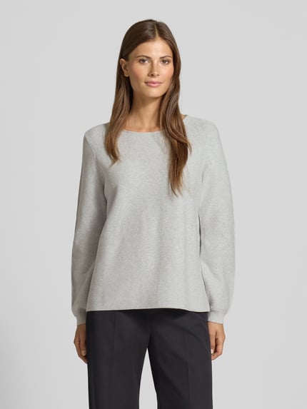 Christian Berg Woman Regular Fit Longsleeve aus reiner Baumwolle in Strick-Optik Mittelgrau Melange 4