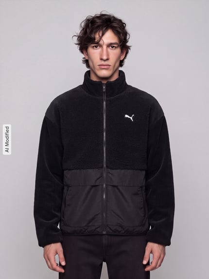PUMA Performance Relaxed Fit Teddyjacke mit Stehkragen Black 4