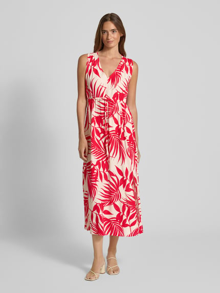 ZABAIONE Midi-jurk van viscose met V-hals Rood - 4