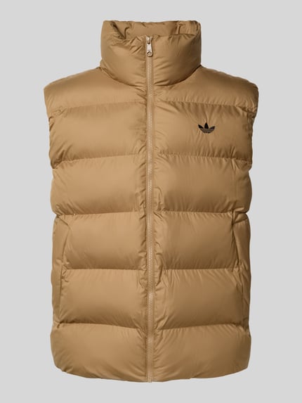 adidas Originals Kamizelka pikowana z nadrukiem z logo i stójką Średniobrązowy 2