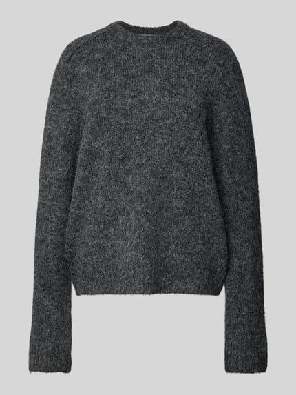 Jake*s Casual Oversized Strickpullover mit Woll-Anteil Dunkelgrau Melange 2