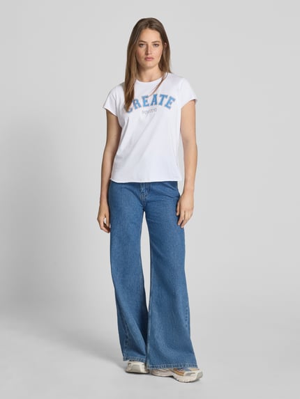 MOS MOSH T-shirt met labelprint, model 'Celli' Offwhite - 1